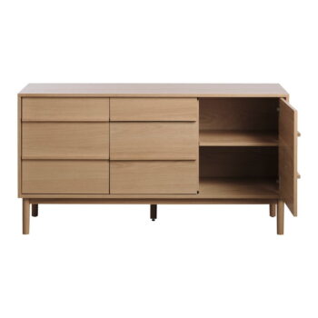 Nízka komoda v dekore duba v prírodnej farbe 75x140 cm Ponza – Unique Furniture – Obrázok 3