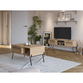 TV stolík v dekore duba v prírodnej farbe 140x51 cm Ecrin – Marckeric - Image 4