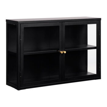Čierna kovová závesná vitrína 90x60 cm Carmel – Unique Furniture – Obrázok 2