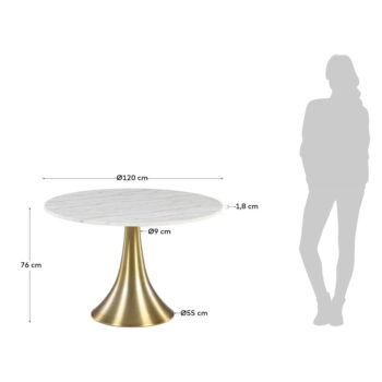 Biely okrúhly jedálenský stôl v mramorovom dekore Kave Home, ø 120 cm - Image 2