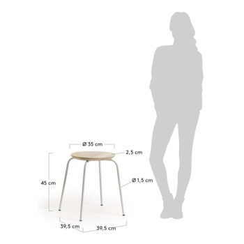 Biela kovová stolička so sedákom z mangového dreva Kave Home Nax - Image 3
