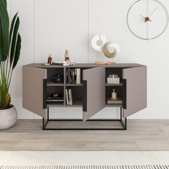 Sivo-béžová nízka komoda 150x80 cm Titan – Marckeric - Image 5