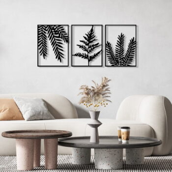 Kovové nástenné dekorácie v súprave 3 ks 118x50 cm Yakomo – Wallity - Image 2