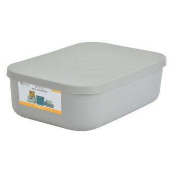 Sivý plastový úložný box s vekom 24x18x8 cm – Homéa - Image 2