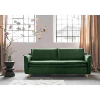 Zelená zamatová rozkladacia pohovka 225 cm Charming Charlie – Miuform - Image 2