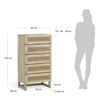 Komoda s 5 zásuvkami z dreva Mindi Kave Home Rexit - Image 2
