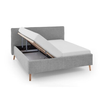 Svetlosivá čalúnená dvojlôžková posteľ s úložným priestorom s roštom 180x200 cm Riva – Meise Möbel – Obrázok 7
