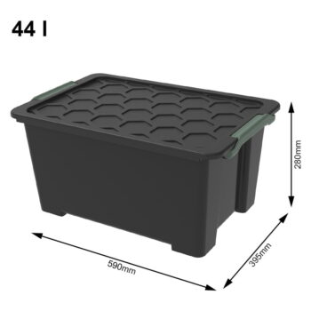 Lesklo čierny plastový úložný box s vekom Evo Safe - Rotho - Image 2