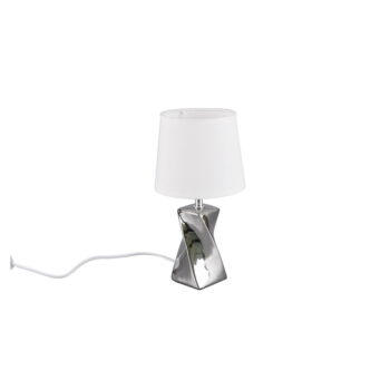 Stolová lampa v striebornej farbe s textilným tienidlom (výška 28 cm) Abeba – Trio