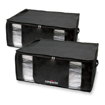 Vákuové/vystužené látkové úložné boxy na oblečenie v súprave 2 ks 65x45x27 cm Black Edition – Compactor