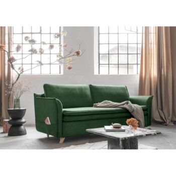 Zelená zamatová rozkladacia pohovka 225 cm Charming Charlie – Miuform - Image 3