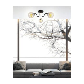 Stropné svietidlo so skleneným tienidlom v čierno-zlatej farbe Unica - Candellux Lighting - Image 2