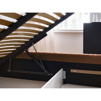 Oranžová čalúnená dvojlôžková posteľ s úložným priestorom s roštom 180x200 cm Blair – Bobochic Paris – Obrázok 6