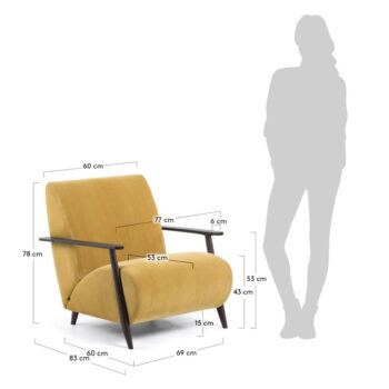 Žlté menčestrové kreslo Meghan – Kave Home - Image 7