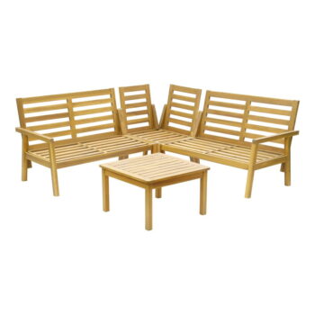 Sivý záhradný lounge set z masívu akácie pre 5 Allison - Rojaplast - Image 2