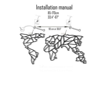 Nástenná kovová dekorácia Map Of The World Clear, 85 × 170 cm - Image 3
