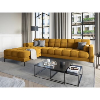Žltá zamatová rohová pohovka Cosmopolitan Design Bali, ľavý roh - Image 8