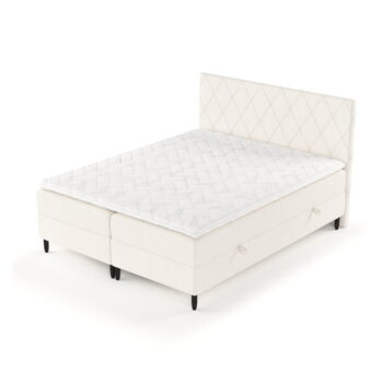 Krémovobiela boxspring posteľ s úložným priestorom 200x200 cm Gwen – Maison de Rêve - Image 2