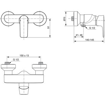 Sprchová nástenná batéria v zlatej farbe Connect Air – Ideal Standard - Image 4
