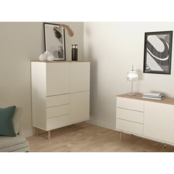Vysoká komoda v dekore duba v bielo-prírodnej farbe 109x137 cm Skagen – Tenzo – Obrázok 8