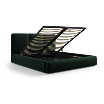 Tmavozelená zamatová čalúnená dvojlôžková posteľ s úložným priestorom s roštom 200x200 cm Brody – Mazzini Beds - Image 3