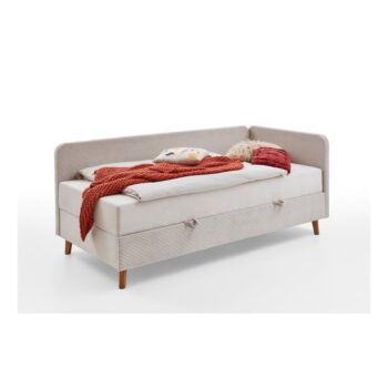 Béžová čalúnená jednolôžková posteľ s úložným priestorom 90x200 cm Cabana – Meise Möbel - Image 6