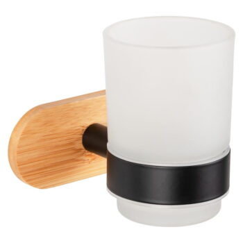 Samodržiaci sklenený téglik na zubné kefky v čiernej a prírodnej farbe Orea Bamboo – Wenko - Image 7
