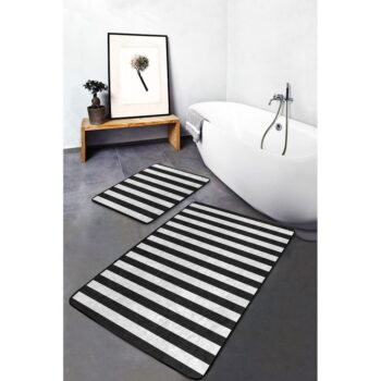 Biele/čierne kúpeľňové predložky v súprave 2 ks 60x100 cm – Mila Home - Image 2