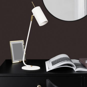 Biela stolnová lampa s kovovým tienidlom (výška 55 cm) Sivani – Opviq lights – Obrázok 2