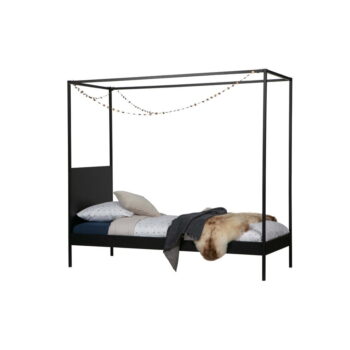 Čierna kovová jednolôžková posteľ s roštom 90x200 cm Dani – WOOOD - Image 5