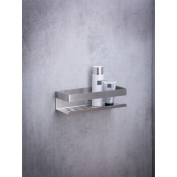 Strieborná samodržiaca kúpeľňová polička z nerezovej ocele v matne striebornej farbe Genova – Wenko – Obrázok 4