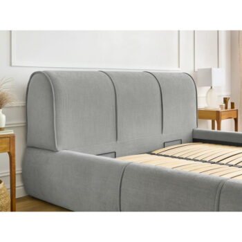 Svetlosivá čalúnená dvojlôžková posteľ s úložným priestorom s roštom 180x200 cm Vernon – Bobochic Paris – Obrázok 2