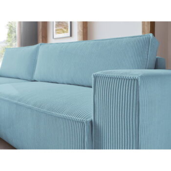 Svetlomodrá menčestrová rozkladacia rohová variabilná pohovka Nihad – Bobochic Paris – Obrázok 10