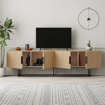 TV stolík v dekore duba v prírodnej farbe 200x55 cm Titan – Marckeric – Obrázok 9