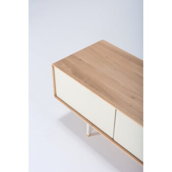 TV stolík z dubového dreva v bielo-prírodnej farbe 160x48 cm Fina – Gazzda – Obrázok 2