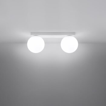 Biele stropné svietidlo so skleneným tienidlom ø 12 cm Umerta – Nice Lamps - Image 2