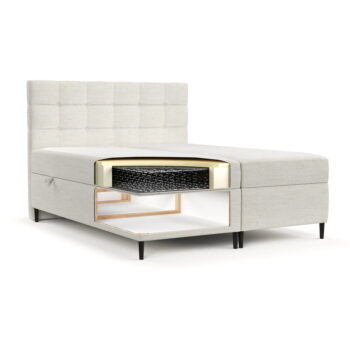 Krémovobiela boxspring posteľ s úložným priestorom 160x200 cm Urbaneo – Maison de Rêve - Image 2