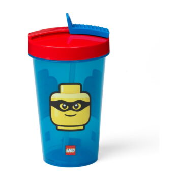 Modrý téglik s červeným vekom a slamkou LEGO® Iconic, 500 ml - Image 3