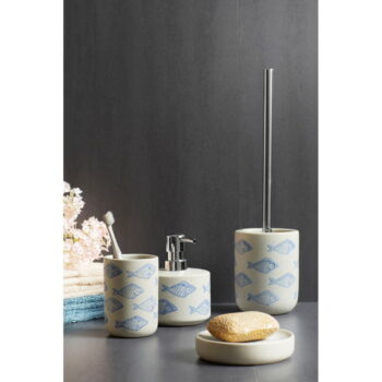 Modro-biely keramický téglik na kefky Wenko Aquamarin – Obrázok 4