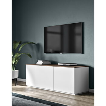 Biela komoda s dvierkami a doskou v orechovom dekore, 160 x 57 cm Join - TemaHome - Image 4