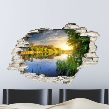 Samolepka na stenu Ambiance Jazero, 60 × 90 cm