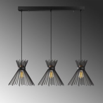 Čierne závesné svietidlo pre 3 žiarovky Opviq lights Kirpi - Image 4