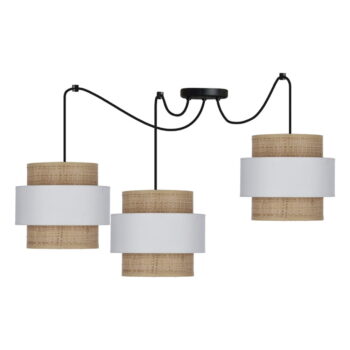 Závesné svietidlo s ratanovým tienidlom v bielo-prírodnej farbe ø 20 cm Rattan – Candellux Lighting