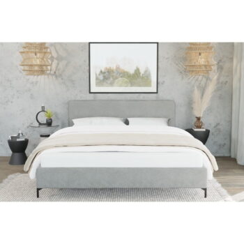 Svetlosivá čalúnená jednolôžková posteľ s roštom 90x200 cm Barker – Ropez - Image 4