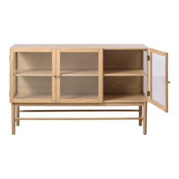 Vitrína z dubového dreva v prírodnej farbe 88x140 cm Elba – Unique Furniture – Obrázok 6
