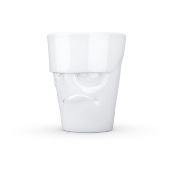 Biely nahnevaný porcelánový hrnček s uškom 58products - Image 4