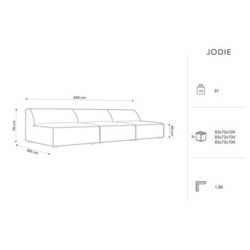 Sivá pohovka 240 cm Jodie - Micadoni Home - Image 6
