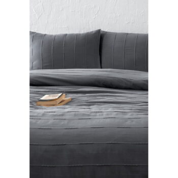 Tmavosivá bavlnená súprava plédu a obliečok na vankúš 170x210 cm Sedef – Mijolnir – Obrázok 2