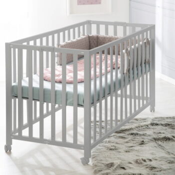 Sivá skladacia postieľka na kolieskach 60x120 cm Fold up – Roba - Image 4