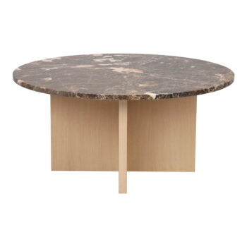 Hnedý mramorový okrúhly konferenčný stolík 90x90 cm Brooksville - Rowico - Image 2